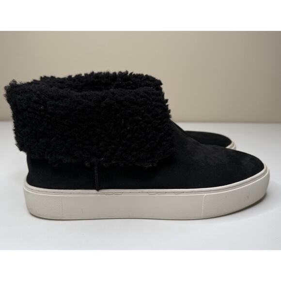 UGG Lynus Platform Bootie Womens 10 Black Suede Shearling Lined Pull On Sneaker - Picture 1 of 12